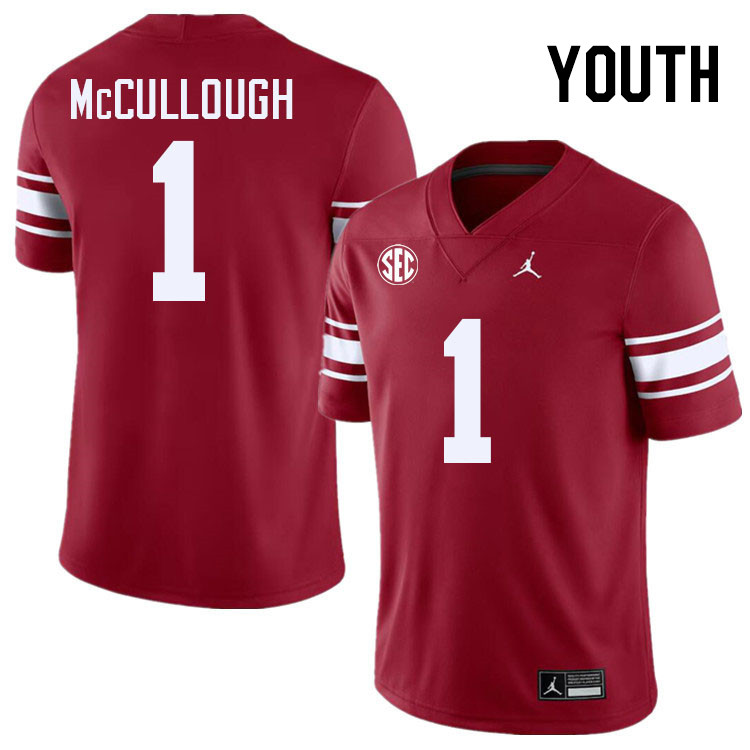 Youth #1 Dasan McCullough Oklahoma Sooners 2024 SEC Conference College Football Jerseys-Throwback